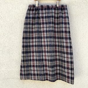 Vintage Brown Wool Plaid Pencil Skirt Madison 14